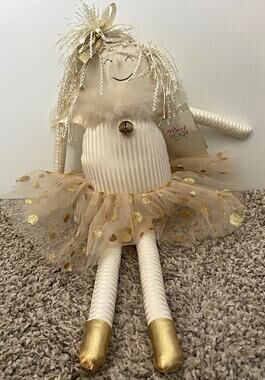 Vintage Woof and Poof Christmas Fairy/Angel Doll Shelf Sitter Holiday Decor Gold